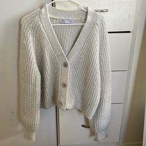 Zara grey knit cardigan, size small